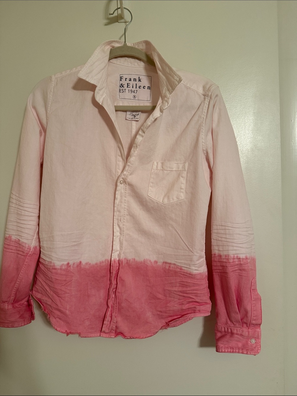 Frank & Eileen Barry Pink Dip-Dye Button-Down Shirt S
